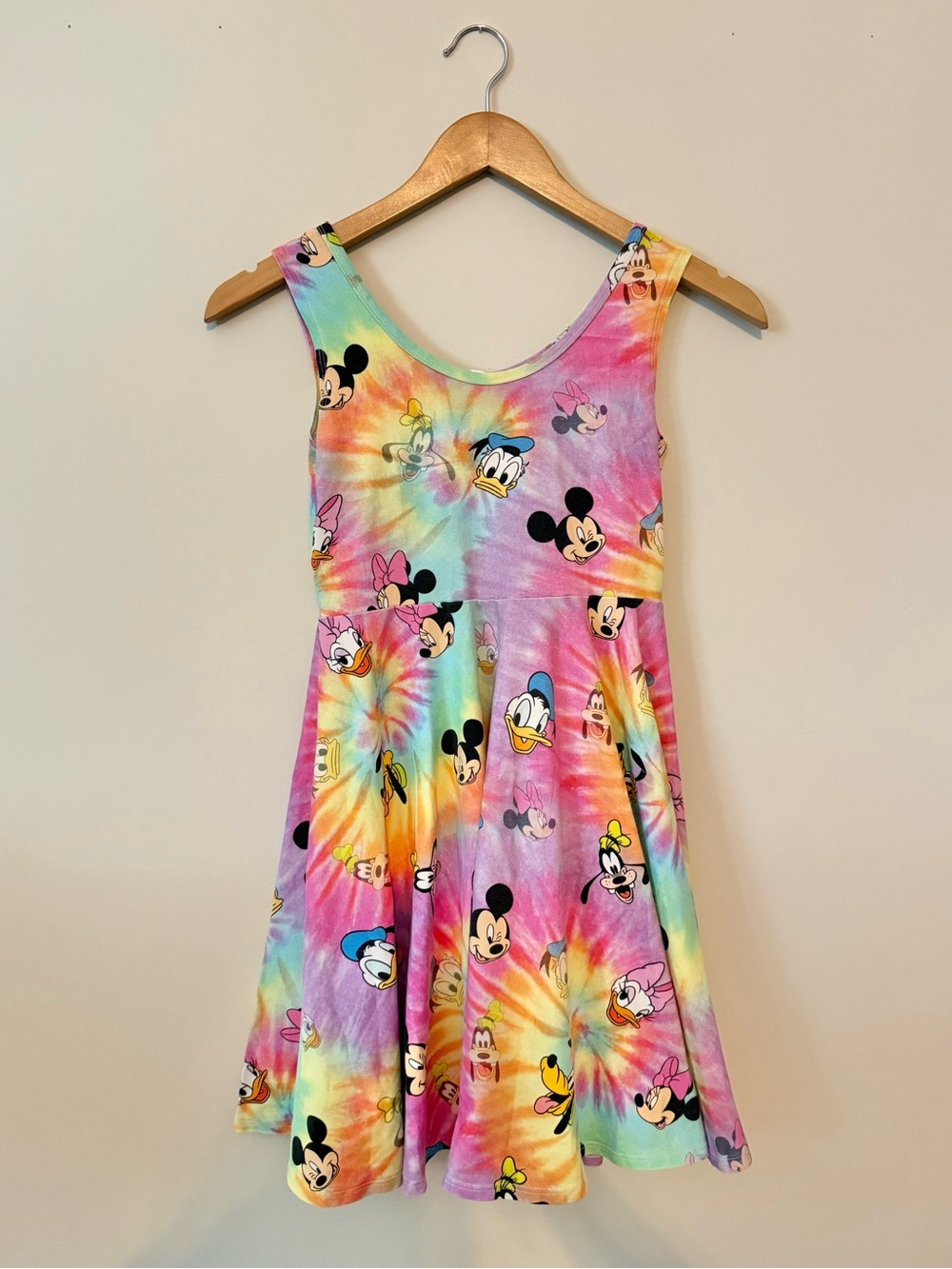 Wild Rich Kids Tie-Dye Disney Characters Twirl Dress
